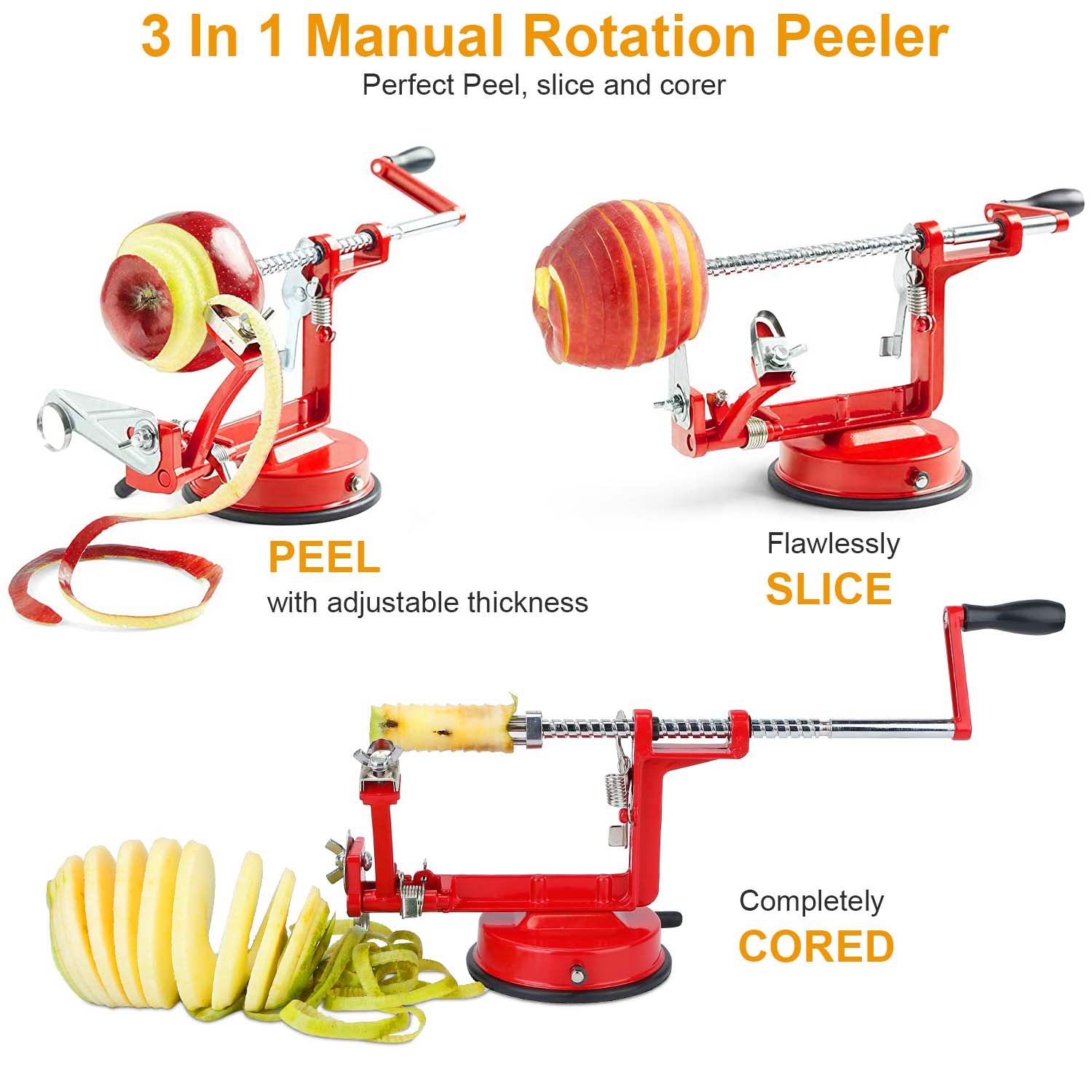 3 In 1 Fruit Peeler Manual Rotation Potato Fruit Core Slicer