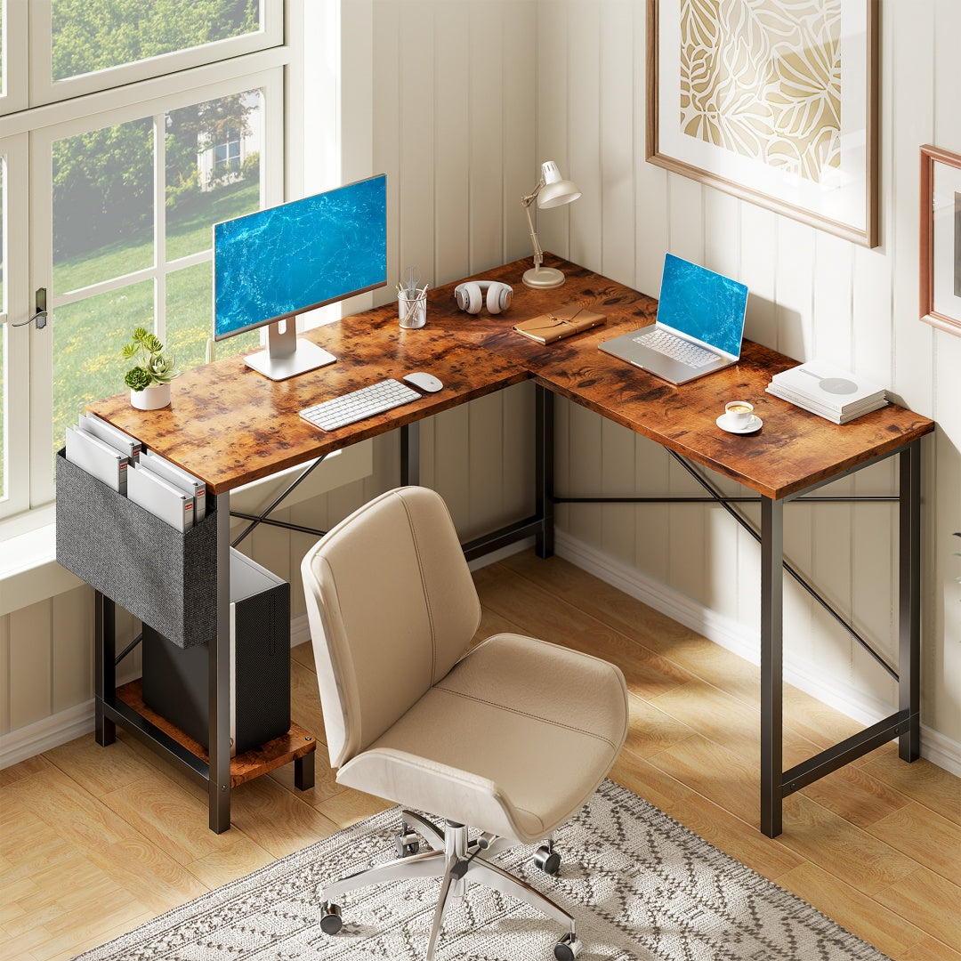 49″ L-Shaped Computer Desk with CPU Stand