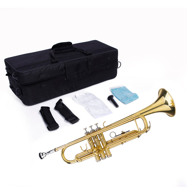 Drop-B Adjustable Trumpet Gold Finish High-Quality Brass BB Trumpet for New Learners with Crystal-Clear Sound and Elegant Case