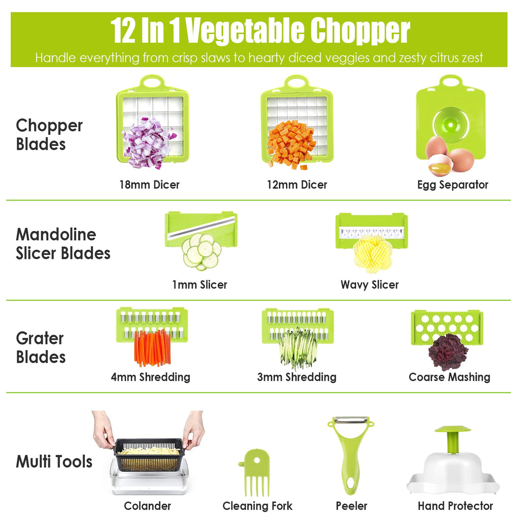 12-in-1 Vegetable Chopper Set  Slice, Dice & Prep Fast