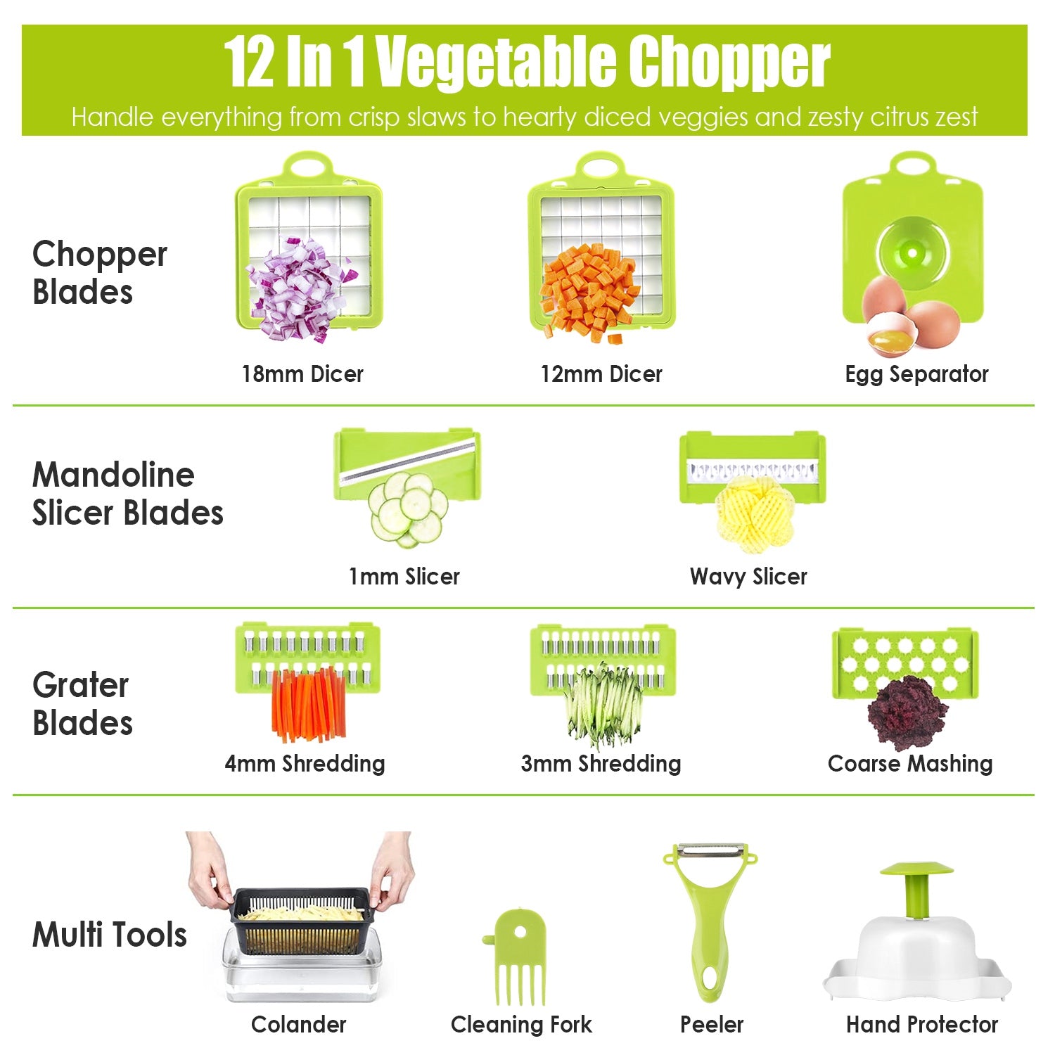 12-in-1 Vegetable Chopper Set  Slice, Dice & Prep Fast