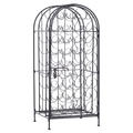 35 Bottle Wrought Iron Wine Rack Cabinet with Lock-Black
