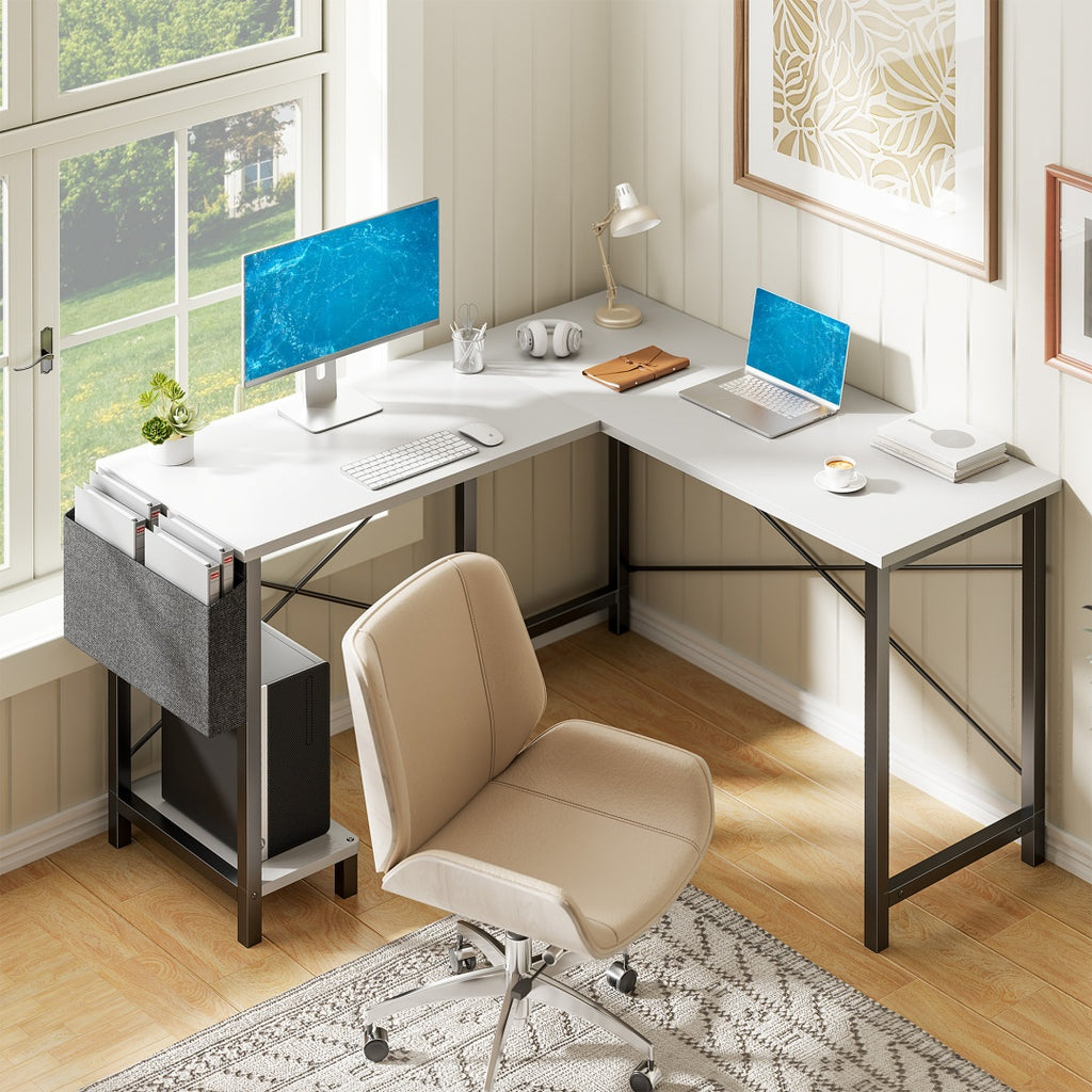 49″ L-Shaped Computer Desk with CPU Stand