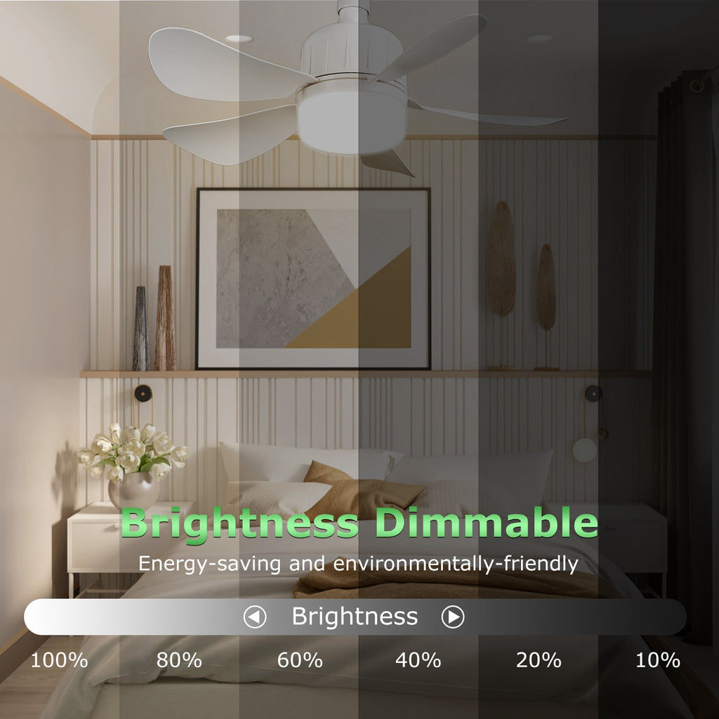 1Pc Socket Fan Light 12W Ceiling Fan With Lights Dimmable LED Ceiling Fan With 3 Fan Speed Stepless Brightness And Color Temperature Smart Timer Remote Control
