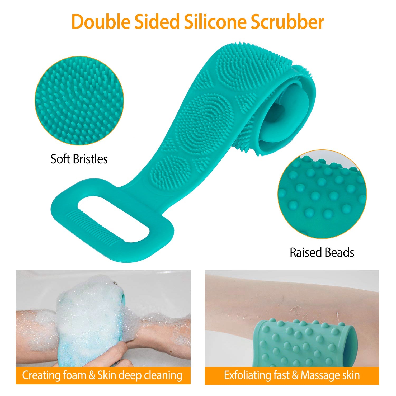 Silicone Back Scrubber Belt – Exfoliating Shower Body Brush