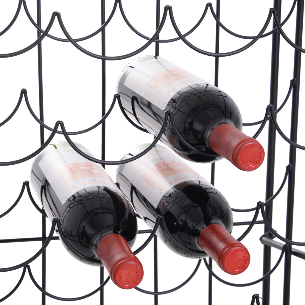 35 Bottle Wrought Iron Wine Rack Cabinet with Lock-Black