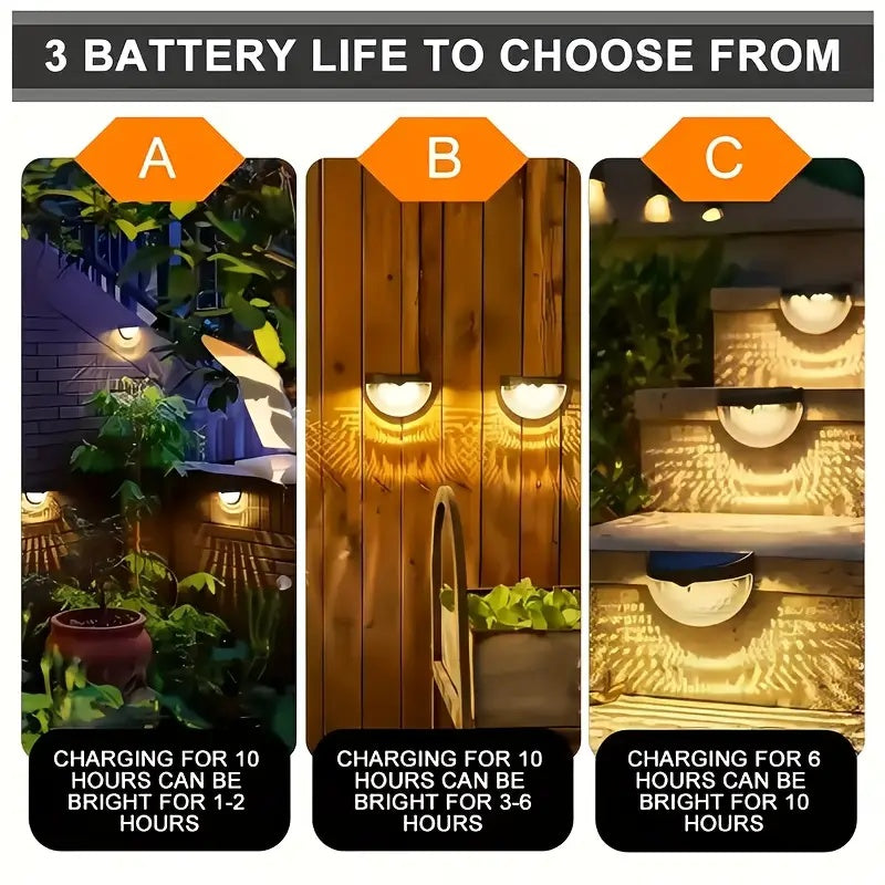 6 Pack Solar Fence Lights Outdoor Waterproof  Solar Powered Deck Step Stair Post Wall Lights Outdoor Lighting For Deck  Black