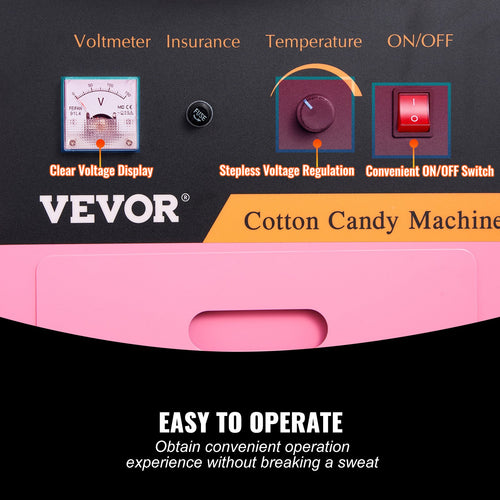 1000W Electric Cotton Candy Machine Advance with Stainless Steel Bowl – Pink