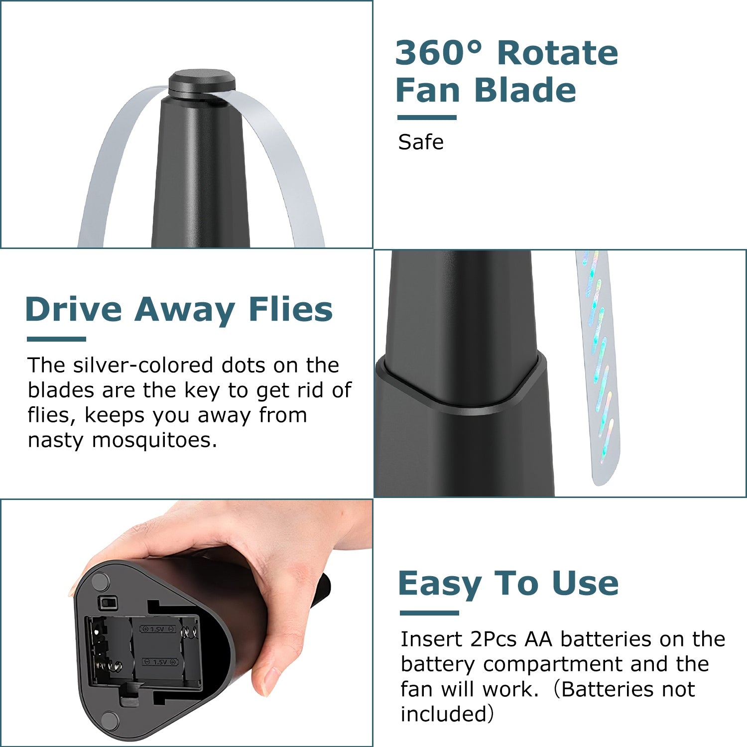 4-Pack Fly Repellent Fans | Battery-Powered Tabletop