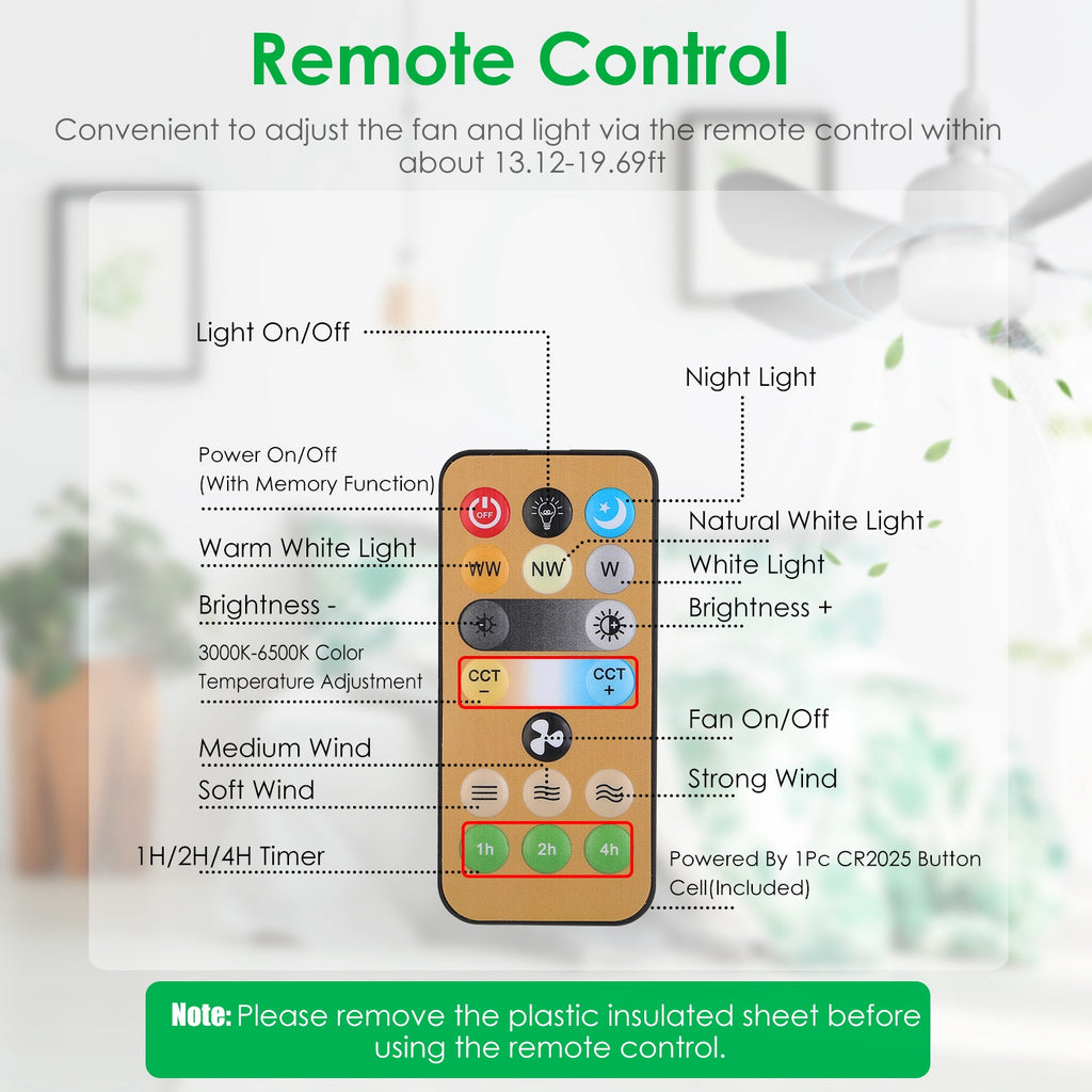 1Pc Socket Fan Light 12W Ceiling Fan With Lights Dimmable LED Ceiling Fan With 3 Fan Speed Stepless Brightness And Color Temperature Smart Timer Remote Control