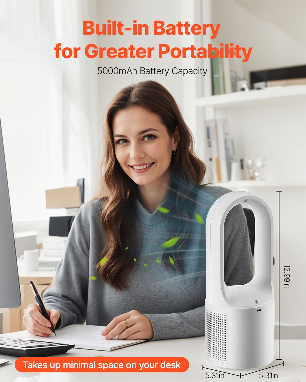 Portable Bladeless Tower Fan | 6-Speed | Quiet Cooling