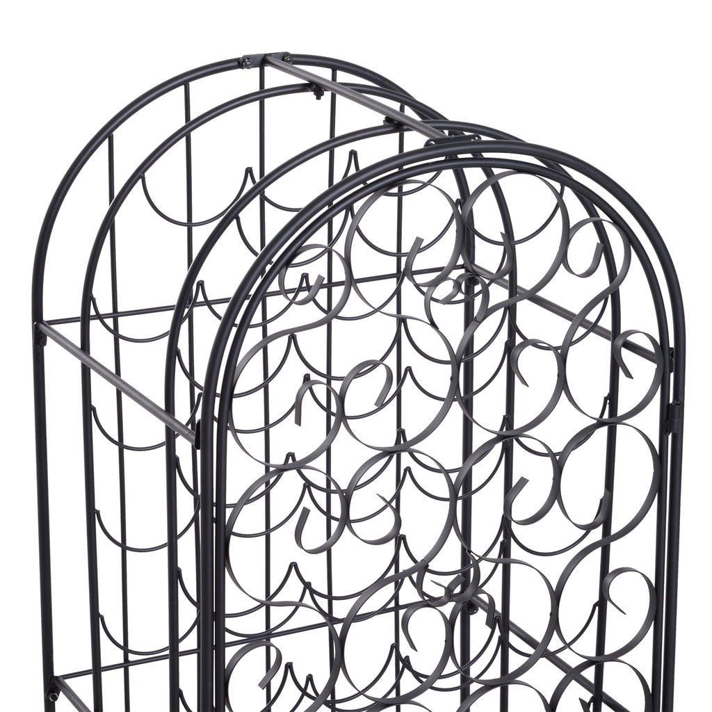 35 Bottle Wrought Iron Wine Rack Cabinet with Lock-Black